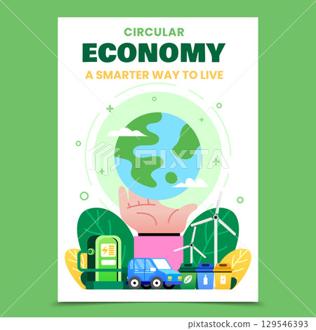 Circular Economy Business Model and Innovation Hand Drawn Flat Poster Circular Economy Business Model and Innovation Hand Drawn Flat Poster 129546393