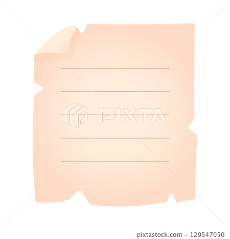 Torn paper note with beige color and lines Torn paper note with beige color and lines 129547050