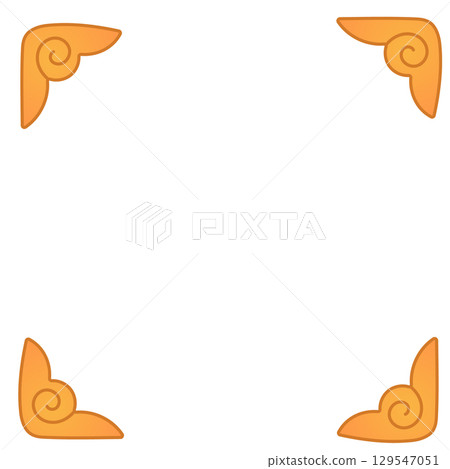 Cute decorative corner swirl elements in orange 129547051