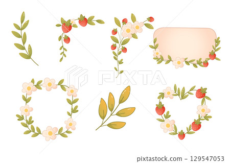 Botanical floral and berry elements set for design 129547053