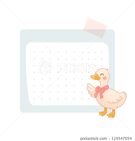 Dotted note with cute duck illustration 129547054