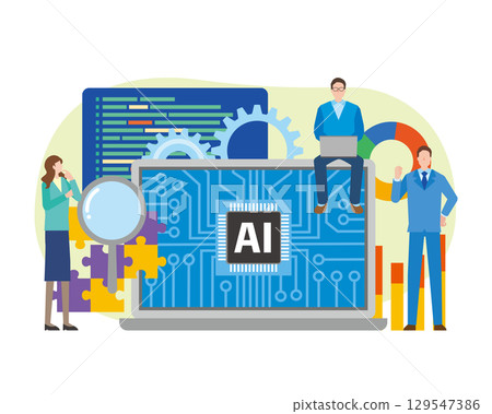使用人工智慧和計算機的人 使用人工智慧和計算機的人 129547386