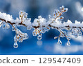 Frozen tree branches in the middle of winter (AI-generated image) 129547409