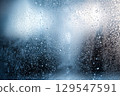 Condensation and frost on a winter window (AI-generated image) 129547591