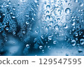 Condensation and frost on a winter window (AI-generated image) 129547595