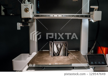 3D prototyping of a part, creating a model on a 3D printer. Engineering sample 129547649