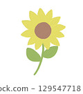Simple oil painting style sunflower flower illustration 129547718