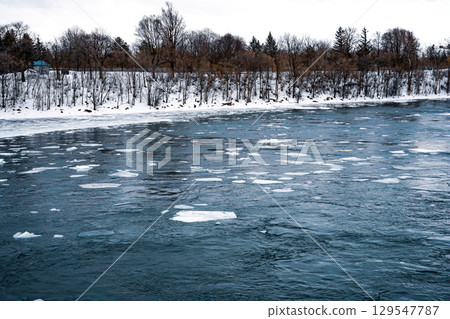 Montreal Riverfront in Winter 129547787
