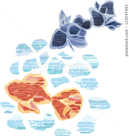 兩條金魚游泳的向量圖 129547991