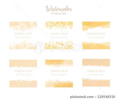 Watercolor texture frame set pastel color orange Watercolor texture frame set pastel color orange 129548316