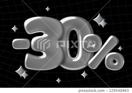 30 percent off sale with sparkling chrome numbers and minus sign dark banner design 30 percent off sale with sparkling chrome numbers and minus sign dark banner design 129548463