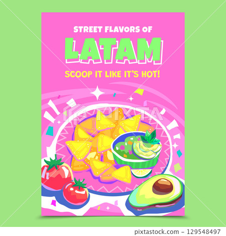 Hand Drawn Flat Traditional Latin American Food and Culinary Culture Poster 129548497