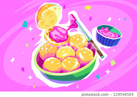 Hand Drawn Flat Traditional Latin American Food and Culinary Culture 129548505