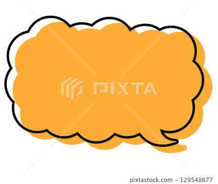 A simple speech bubble with misaligned lines, a long, thin cloud shape 129548677