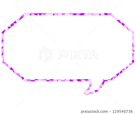 Stained glass style speech bubble, triangular pattern, elongated octagon Stained glass style speech bubble, triangular pattern, elongated octagon 129548736