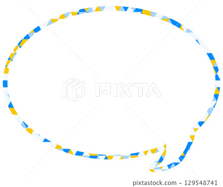 Stained glass style speech bubble, triangular pattern, round shape 129548741