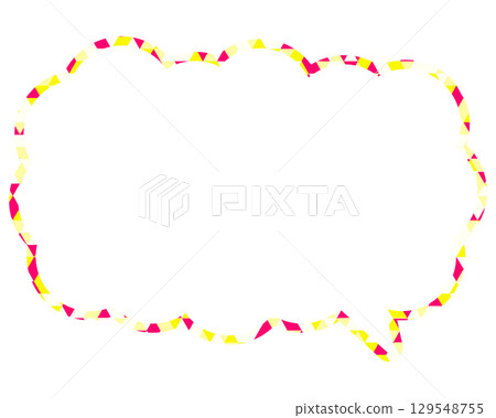 Stained glass style speech bubble, triangular pattern, elongated cloud shape 129548755