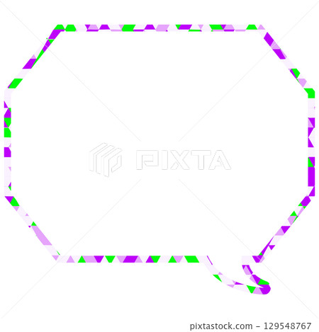 Stained glass style speech bubble, triangular pattern, octagonal shape with corners 129548767