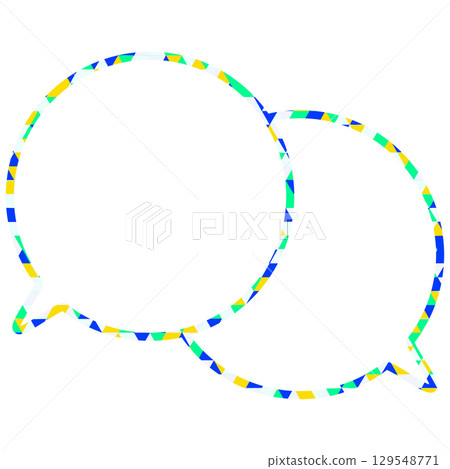 Stained glass style speech bubble, triangular pattern, overlapping conversation 129548771