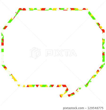 Stained glass style speech bubble, triangular pattern, octagonal shape with corners 129548775