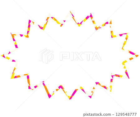 彩色玻璃風格的對話泡泡，三角形圖案，細長的鋸齒狀 129548777