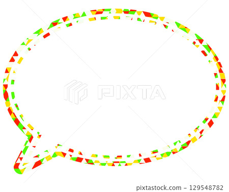 Stained glass style speech bubble, triangular pattern, round shape 129548782
