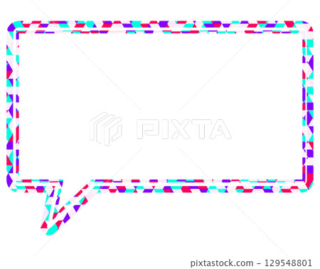 Stained glass style speech bubble, triangle pattern, square Stained glass style speech bubble, triangle pattern, square 129548801