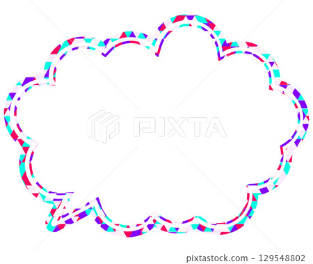Stained glass style speech bubble, triangular pattern, rounded cloud shape Stained glass style speech bubble, triangular pattern, rounded cloud shape 129548802