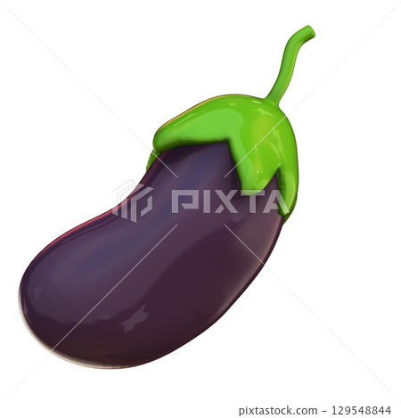 Realistic 3D Eggplant Isolated with Transparent Background 129548844