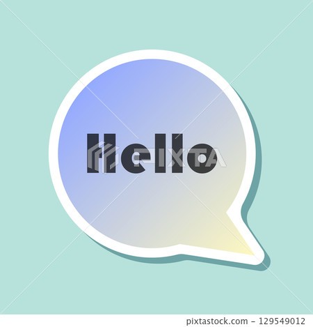 Hello speech bubble sticker icon in flat style. Hi message vector illustration on isolated background. Welcome sign business concept. Hello speech bubble sticker icon in flat style. Hi message vector illustration on isolated background. Welcome sign business concept. 129549012