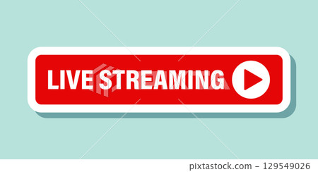 Live stream button sticker icon in flat style. Webinar vector illustration on isolated background. Streaming sign business concept. 129549026