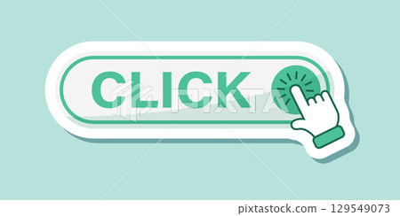 Click here banner sticker icon in flat style. Ecommerce vector illustration on isolated background. Shopping button sign business concept. Click here banner sticker icon in flat style. Ecommerce vector illustration on isolated background. Shopping button sign business concept. 129549073