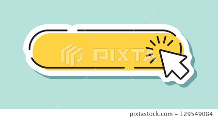 Click here empty banner sticker icon in flat style. Ecommerce vector illustration on isolated background. Shopping button sign business concept. 129549084