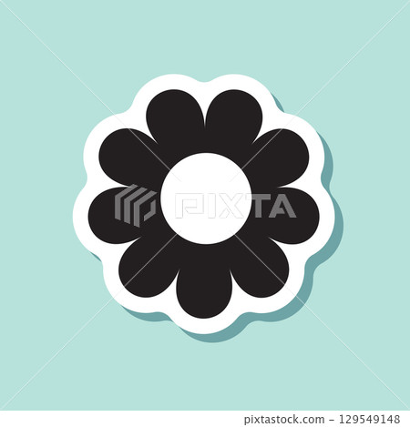 Daisy chamomile sticker icon in flat style. Flower vector illustration on isolated background. Floral sign business concept. Daisy chamomile sticker icon in flat style. Flower vector illustration on isolated background. Floral sign business concept. 129549148