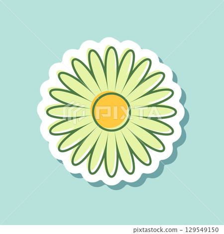 Daisy chamomile sticker icon in flat style. Flower vector illustration on isolated background. Floral sign business concept. Daisy chamomile sticker icon in flat style. Flower vector illustration on isolated background. Floral sign business concept. 129549150