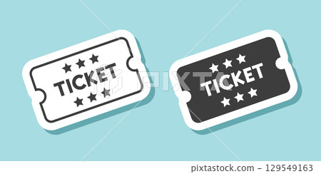 Ticket sticker icon in flat style. Coupon vector illustration on isolated background. Voucher sign business concept. 129549163