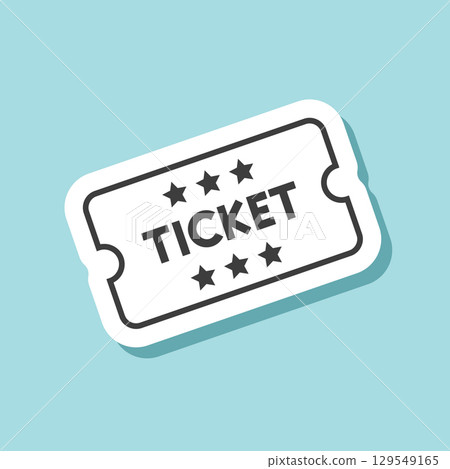 Ticket sticker icon in flat style. Coupon vector illustration on isolated background. Voucher sign business concept. Ticket sticker icon in flat style. Coupon vector illustration on isolated background. Voucher sign business concept. 129549165