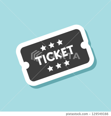 Ticket sticker icon in flat style. Coupon vector illustration on isolated background. Voucher sign business concept. Ticket sticker icon in flat style. Coupon vector illustration on isolated background. Voucher sign business concept. 129549166