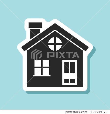 House sticker icon in flat style. Home vector illustration on isolated background. Building sign business concept. House sticker icon in flat style. Home vector illustration on isolated background. Building sign business concept. 129549179