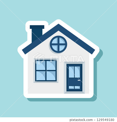 House sticker icon in flat style. Home vector illustration on isolated background. Building sign business concept. House sticker icon in flat style. Home vector illustration on isolated background. Building sign business concept. 129549180