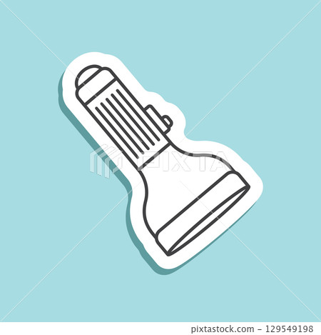 Flashlight sticker icon in line flat style. Electric lamp vector illustration on isolated background. Pocket lantern sign business concept. Flashlight sticker icon in line flat style. Electric lamp vector illustration on isolated background. Pocket lantern sign business concept. 129549198