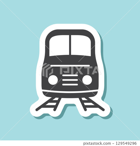 Metro train sticker icon in flat style. Subway vector illustration on isolated background. Transport sign business concept. 129549296