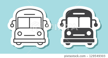 Bus sticker icon in flat style. Autobus vector illustration on isolated background. Transport sign business concept. Bus sticker icon in flat style. Autobus vector illustration on isolated background. Transport sign business concept. 129549303