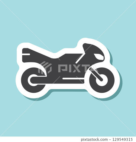 Motorbike sticker icon in flat style. Motorcycle vector illustration on isolated background. Transport sign business concept. 129549315