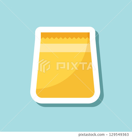 Shopping bag packing sticker icon in flat style. Package vector illustration on isolated background. Purchase sign business concept. Shopping bag packing sticker icon in flat style. Package vector illustration on isolated background. Purchase sign business concept. 129549363