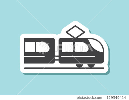 Metro train sticker icon in flat style. Subway vector illustration on isolated background. Transport sign business concept. 129549414