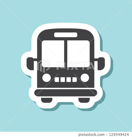 Bus sticker icon in flat style. Autobus vector illustration on isolated background. Transport sign business concept. Bus sticker icon in flat style. Autobus vector illustration on isolated background. Transport sign business concept. 129549424