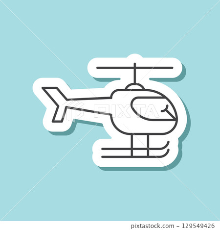 Helicopter sticker icon in line stroke flat style. Chopper vector illustration on isolated background. Transport sign business concept. Helicopter sticker icon in line stroke flat style. Chopper vector illustration on isolated background. Transport sign business concept. 129549426
