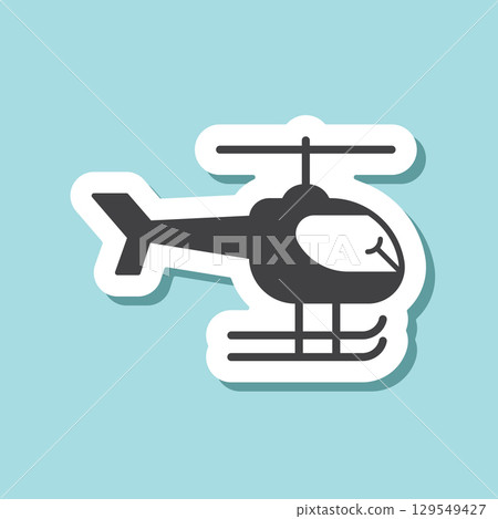 Helicopter sticker icon in flat style. Chopper vector illustration on isolated background. Transport sign business concept. Helicopter sticker icon in flat style. Chopper vector illustration on isolated background. Transport sign business concept. 129549427