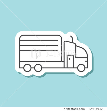 Truck sticker icon in flat style. Freight vector illustration on isolated background. Delivery sign business concept. 129549429